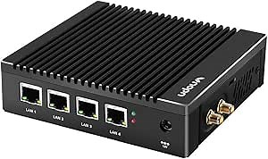 Fanless Firewall Appliance Intel N3700/N3710 4C/4T, Firewall Mini PC 4 x Intel i225/i226 LAN Ports DDR3 SSD, Network Gateway Soft Router, Support P-F-Sense AES NI HD/VGA/Wi-Fi (8G 128G)