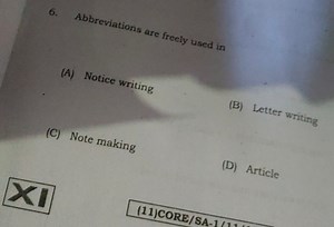 6. Abbreviations are freely used in(A) Notice writing(B) Lett... | Filo