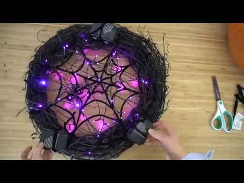 Halloween Wreath Tutorial - Glowing Spider Web
