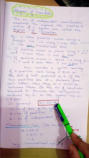 Trick for degree of freedom #physics #chemistry