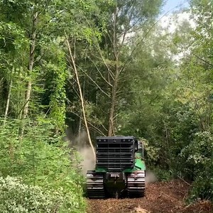 You know what's coming: perfectly clean access routes in a difficult to reach area 💪 Our customer Steinwendner mulching trees across Austrian countryside with a RAPTOR 500 🇦🇹 | Prinoth Vegetation Management