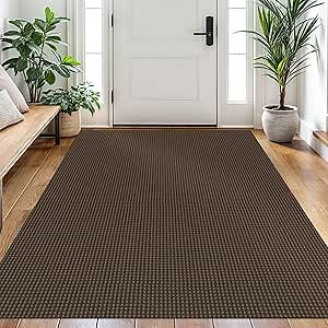 Woven Area Rug 4x6 Ft Washable Rugs for Entryway Non Slip Braided Throw Rugs Bedroom Carpet Cotton Entry Rug Cotton Floor Carpets for Bedroom Dining Room Living Room, Brown