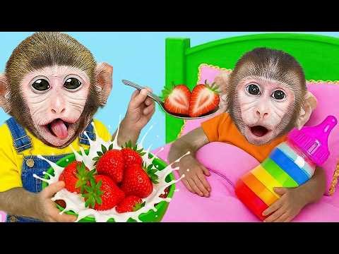 Mono MoMo cuida al Mono Bebe y hace un Rico Jugo 🍹🐵 | MONO MOMO ESP