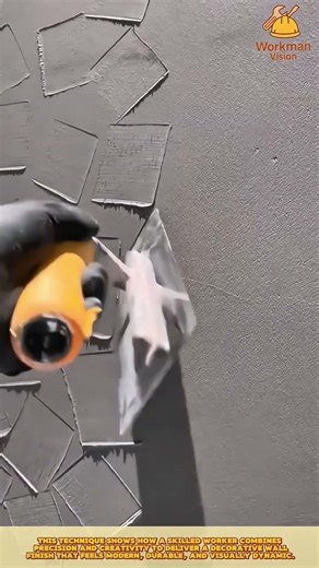 Modern Pattern Technique of Skilled Worker Crafting Geometric Decorative Wall Texture