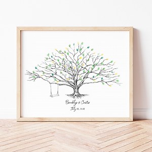 Unique Guest Book Alternate, Thumbprint Tree, Swing and Heart Low Oak, Rustic Guestbook, Bridal Shower, Family Reunion, Guest Book Tree - Etsy