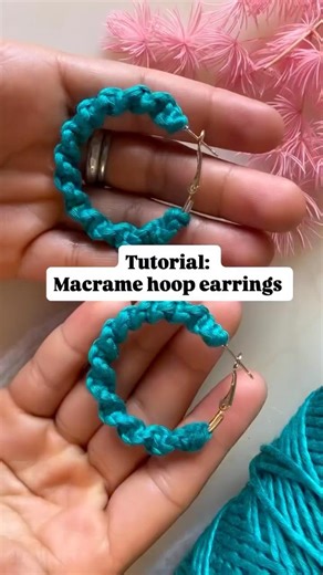 DIY Macrame Hoop Earrings ✨Beginner friendly! #Macrame #DIYEarrings #HandmadeJewelry #Craftshorts