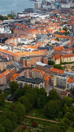 Aalborg, Denmark: Drone explores the ancient city on the Limfjord