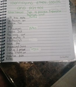 IDENTIFYING ETHOS, LOGOS, AND PATHOS| Advertisement | Type of... | Filo