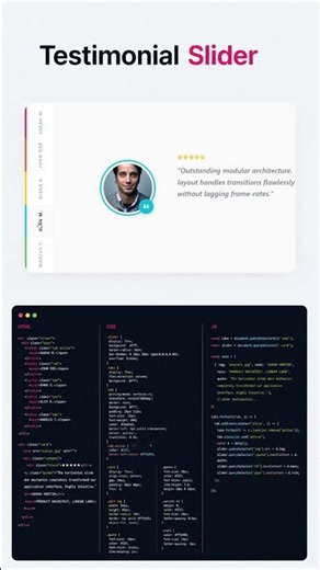 Testimonial Slider with HTML CSS JS 🔥#viral #explore #fyp #trending #coding #viralvideo