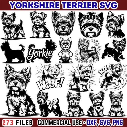 Yorkshire Terrier Portrait SVG | Realistic Yorkie Dog Design for Cricut, Shirts & Gifts - Etsy