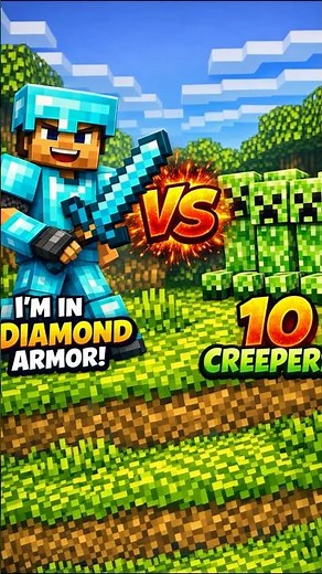 Minecraft Showdown: Diamond Steve vs 10 Creepers!