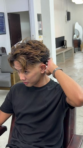 Textured Middle Part with Taper Fade Haircut Guide