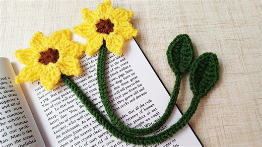Very cute sunflower bookmark crochet tutorial – flower bookmark crochet