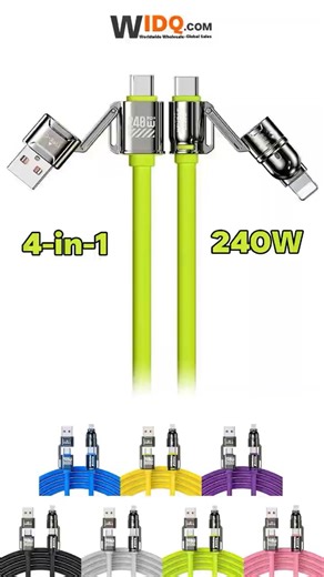 🔌 One Cable. All Power. Anywhere | 4-in-1 240W Silicone Fast Charging Cable 😎