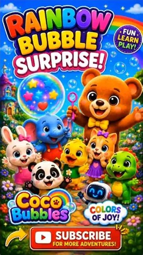 🌈 Rainbow Bubble Surprise! 🫧 Learn Rainbow Colors | 3D Toddler Cartoon | CocoBubbles