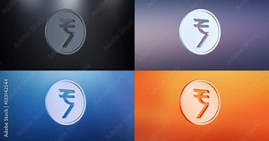 Animated Coin Indian Rupee 3d Icon Loop Modules for edit with alpha matte
