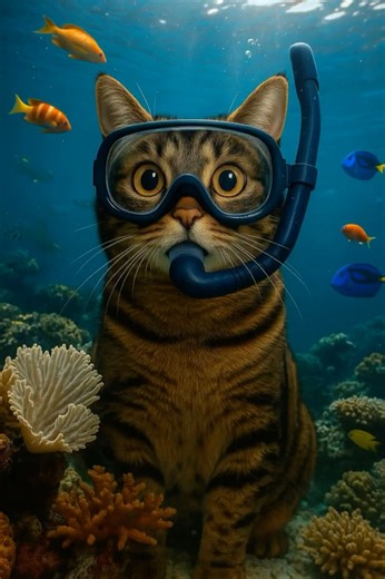 Diving Cat Underwater Adventure 😺🌊🤿 | Cutest Swimming Kitty Ever! #cat #funny #cute #love #shorts