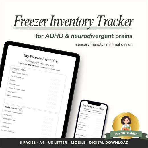 Freezer Inventory Tracker | ADHD Autistic Kitchen Organizer | Neurodivergent Meal Planner - Etsy