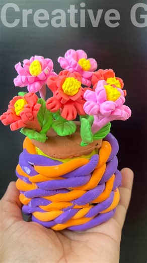 Amazing Clay Flower Pot 🌸 DIY Craft #shorts #claycraft #diycraft