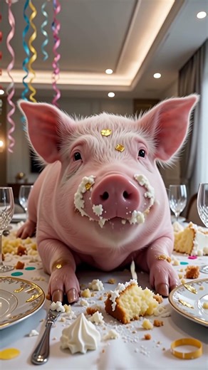 When the surprise eats the cake... 🎂😭