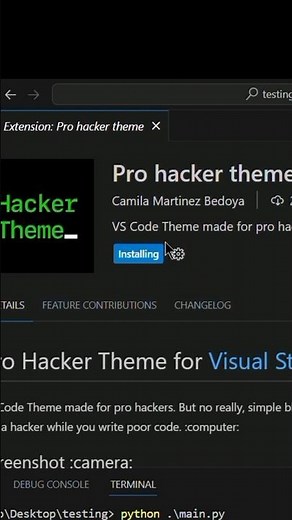 Pro Hacker theme in VScode #python #coding