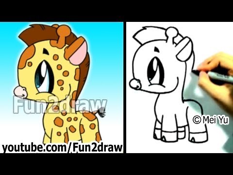 How to Draw a Cartoon Giraffe - Cute Drawings - Fun2draw | Online Art Classes
