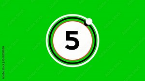 countdown animation number 10 to 1 on green background .Number animation with circle on green screen