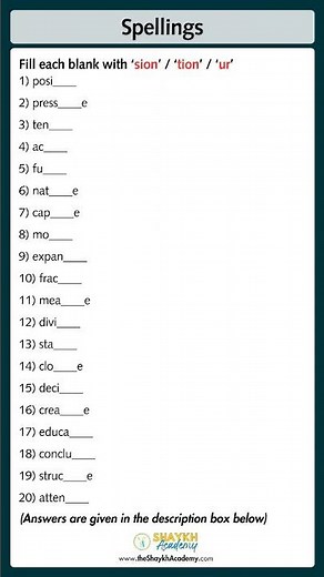 📝 Spellings (Fill in the correct Word) | Worksheet with Answers 🧑🏻‍🏫 | English Grammar for Class 3