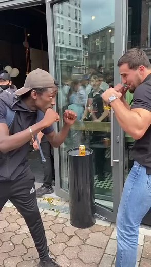 Friendly Urban Boxing Match Between Two Adult Males
