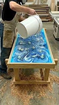 Incredible Glowing Epoxy Resin Table with Flowers! 🌊#shorts #resinart