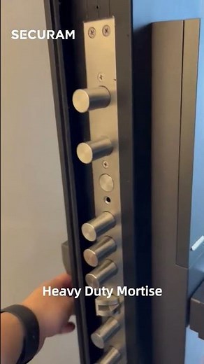 SECURAM Finger Vein Smart Door Lock V8 installed on a high security door