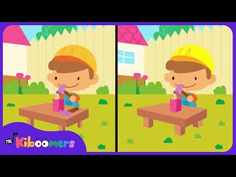 Johnny Works With One Hammer | Nursery Rhyme | Spot The Differences | The Kiboomers