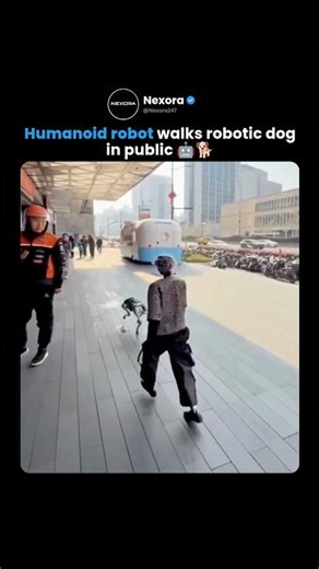 Humanoid Robot Walks Robotic Dog in Public 🤖🐕