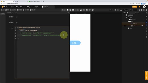 iVX可视化编程课--小程序-21生物认证