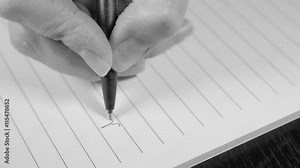 Romantic letter writing slow motion black and white 1080p HD footage - Dearest text love letter writing with pen slow-mo BW 1920X1080 FullHD video