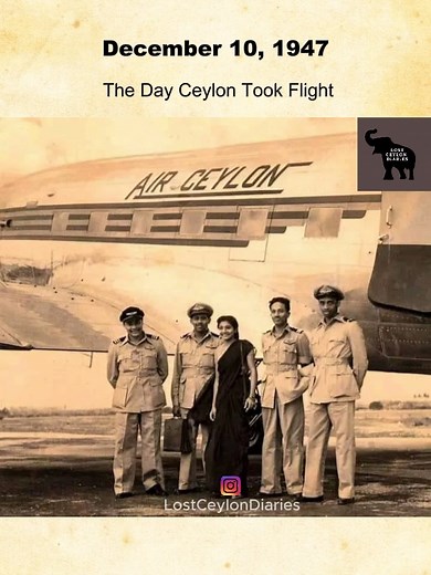 Lost Ceylon Diaries Magazine on Instagram: "On December 10, 1947, Air Ceylon, Sri Lanka’s first national airline, launched its historic inaugural flight from Ratmalana Airport in Colombo. Piloted by Captain Peter Fernando, the Douglas DC-3 Dakota named “Sita Devi” carried 16 passengers, stopping briefly in Kankesanturai (Jaffna) before heading to Madras (now Chennai). The return flight completed the round trip that same day. The crew included Captains C.H.S. Amarasekera, Emil Jayawardena, and Ra