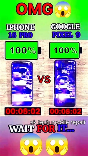 ✅ “iPhone 16 Pro vs Google Pixel 9 ⚡ Battery Drain SPEED Test 🔥 OMG Result!! 😱 #shorts”