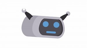 Robot head. Animation of the android support, alpha channel. Cartoon
