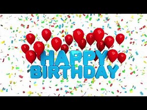 Happy Birthday TV background, Falling Confetti & Red Balloons, Birthday Party Celebration Background