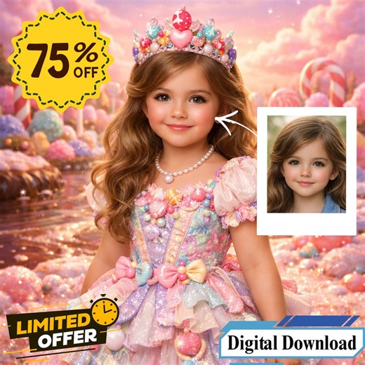 Candy Land Princess Portrait, Magical Candy Kingdom Girl Wall Art, Pastel Fairytale Nursery Decor, Fantasy Birthday Gift Print 8K - Etsy