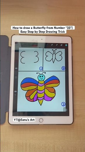 How to Draw a Butterfly from Number 33 | Easy Step by Step Drawing Trick #shorts