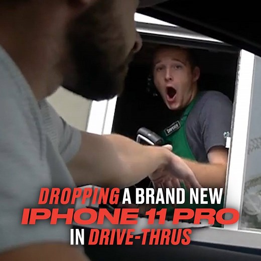 702K views · 1.1K reactions | This is how the brand new iPhone 11 pro - and drive-thru staff! - handle a drop at the drive-thru window  | LADbible | Facebook