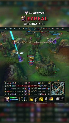 (1M Syzyfek) Ezreal QUADRA KILL | EUW Grandmaster Patch 26.13 #shorts
