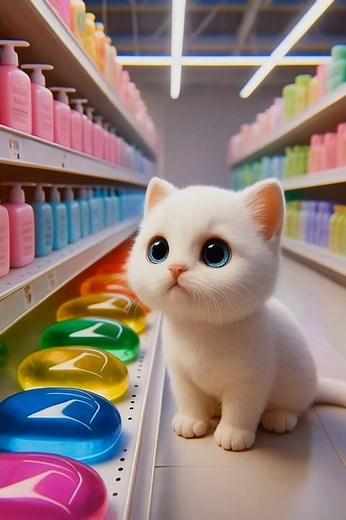 Cat Creates Rainbow Bubble Bath