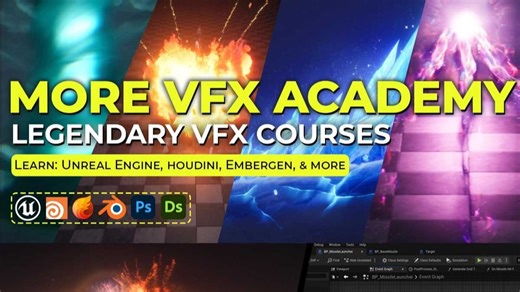 『新品』大师课程：从初级到专业终极游戏视觉VFX特效掌握视频课程+项目文件 中英文字幕