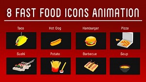 8 Fast Food Icons Animation