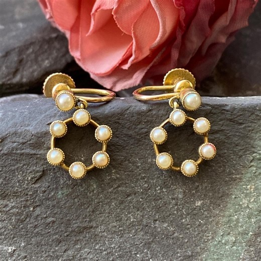 Vintage Gold & Pearl Earrings- Screw Back Fittings. - Etsy