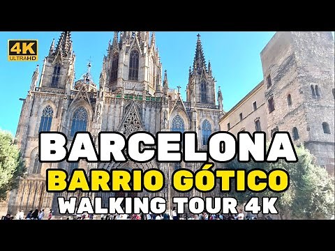 Barcelona España Walking Tour Barrio Gótico 4K Ultra HD