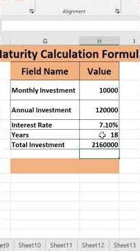 maturity Calculation with simple formula in excel #excel #shortsvideo #exceltricks #exceltips
