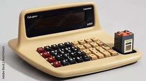 a 1970s-era calculator with a LED display.